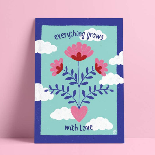 Everything groß with love | Love Quote Blumenposter