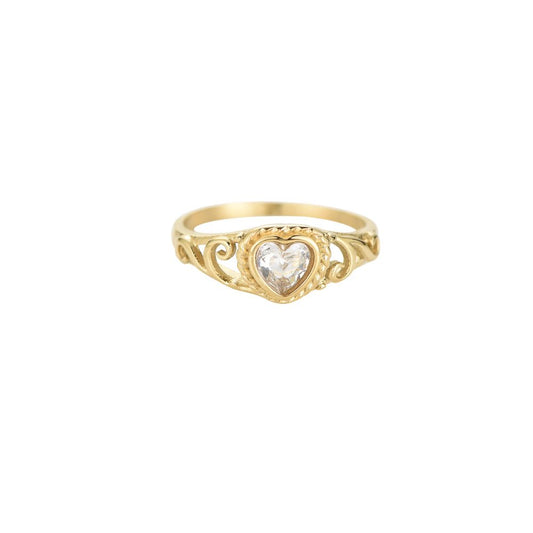 Ring Herz mit Stein | gold