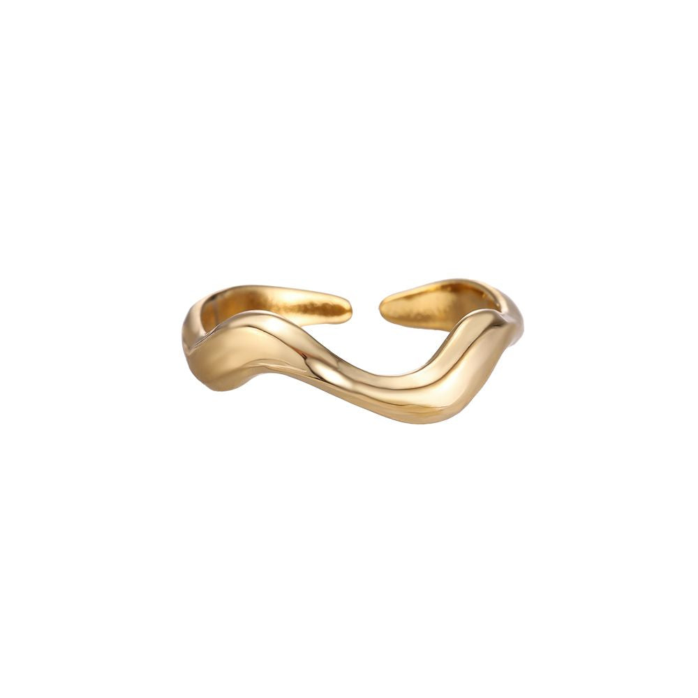 Schmaler Ring Wellen gold